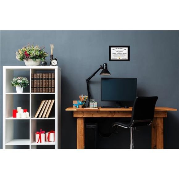 8.5x11 Black Gallery Certificate and Document Frame - Wide Molding - Picture 2 of 4